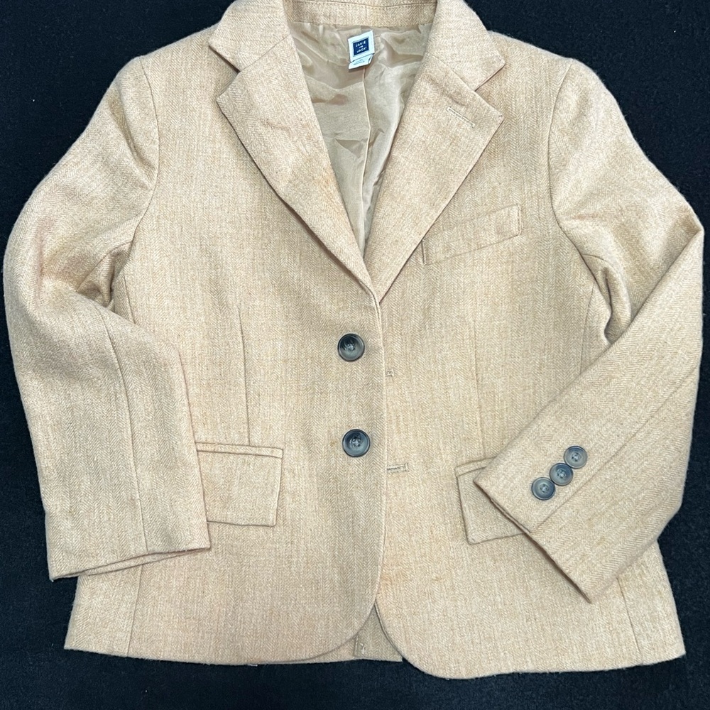 Janie and Jack Tan Blazer with Notched Lapels and Structured Shoulders